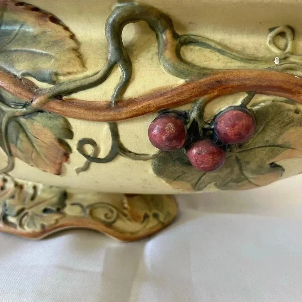 Weller Grape & Vine Motif Large Oval Porcelain Planter/Vase - Picture 5 of 6